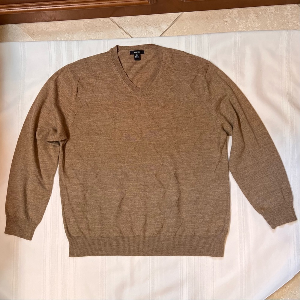 Alfani 100% Merino Wool Long Sleeve V-Neck Pullover Sweater Sz XL‎ EUC